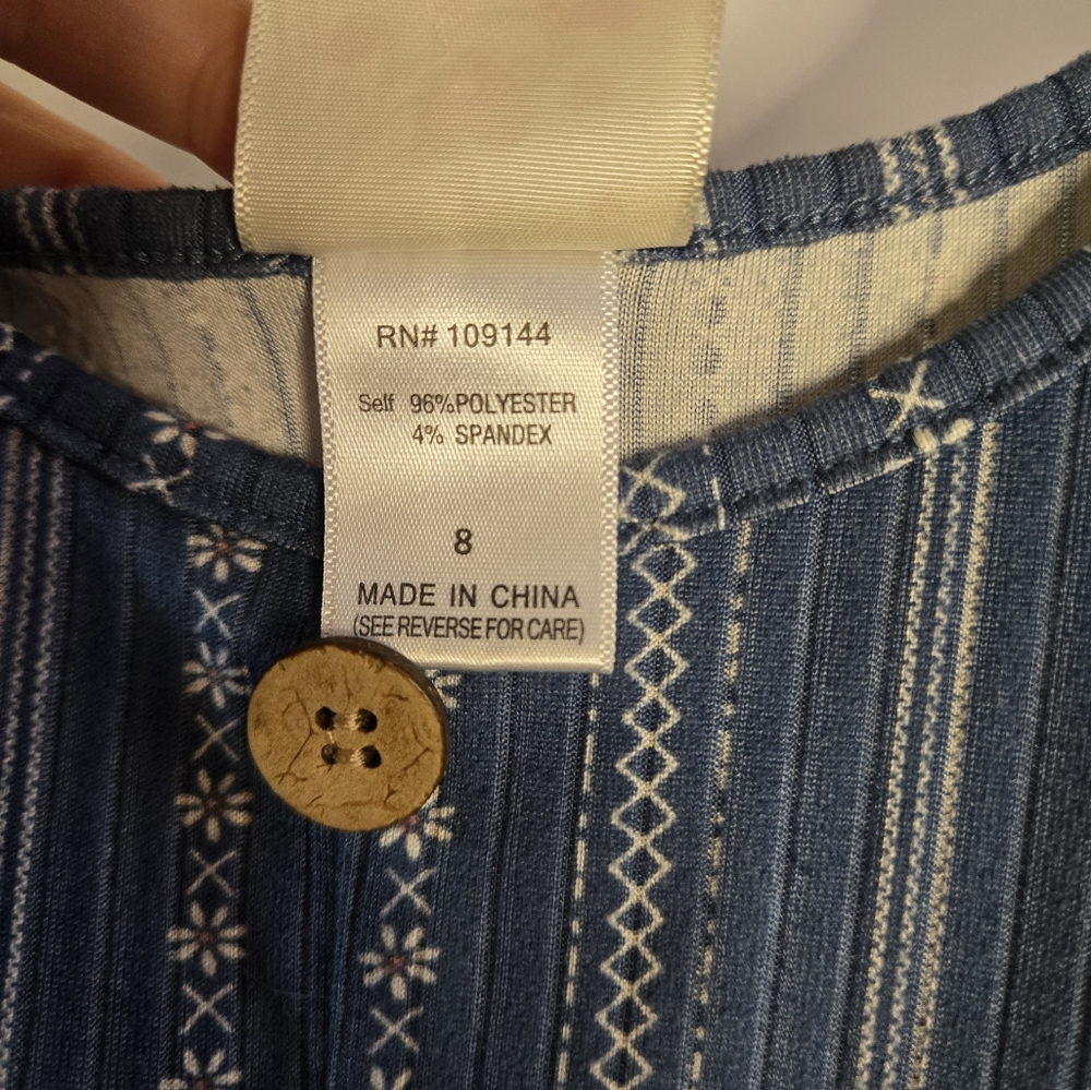 Jenna & Jessie Girls Blue Striped Capri Romper Size 8 – - Picture 5 of 7
